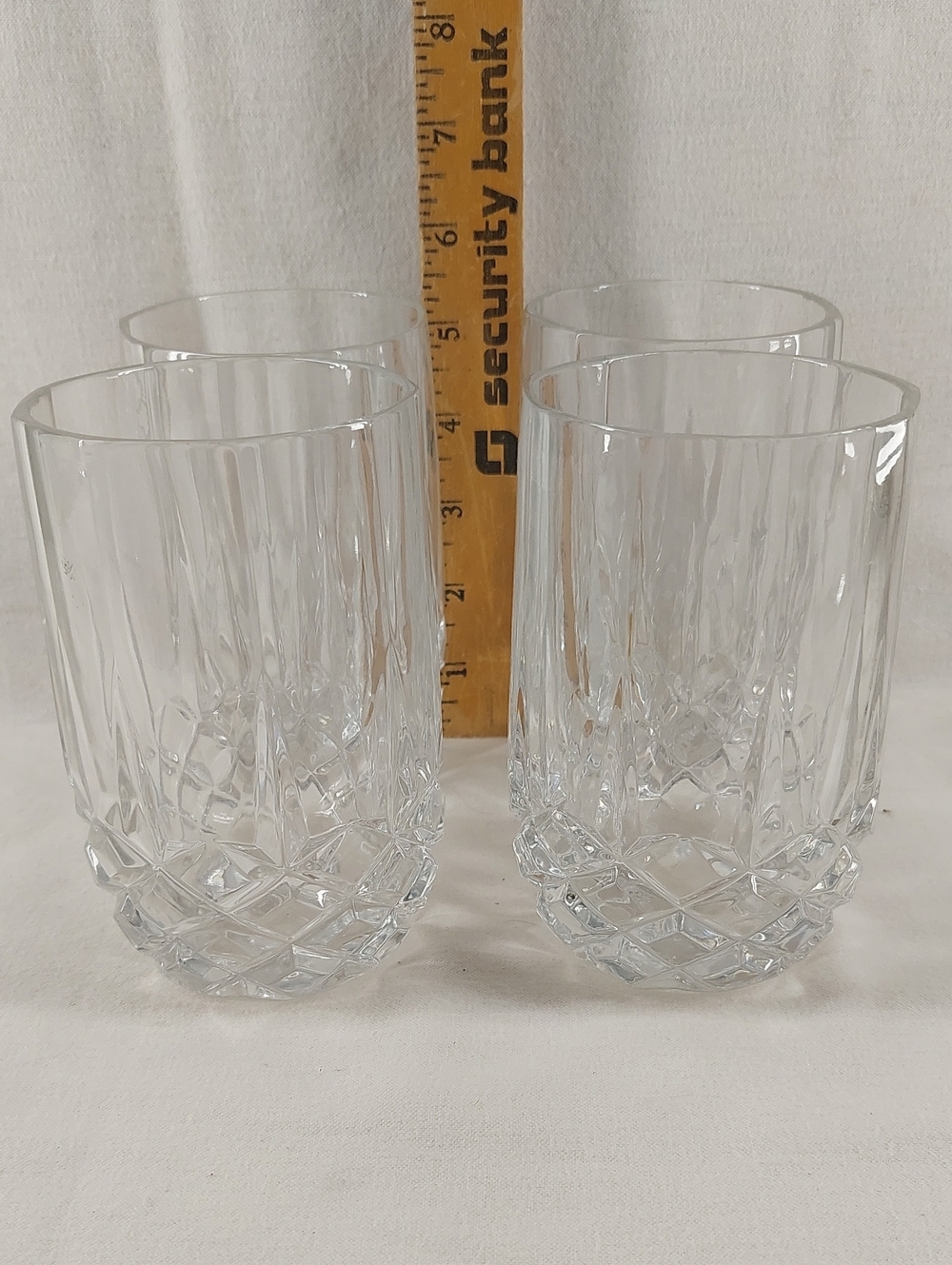 Clear Crystal-Style Cut Highball Glasses - Set of 4
